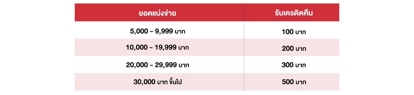 ยอดแบ่งจ่าย และรับเครดิตคืน